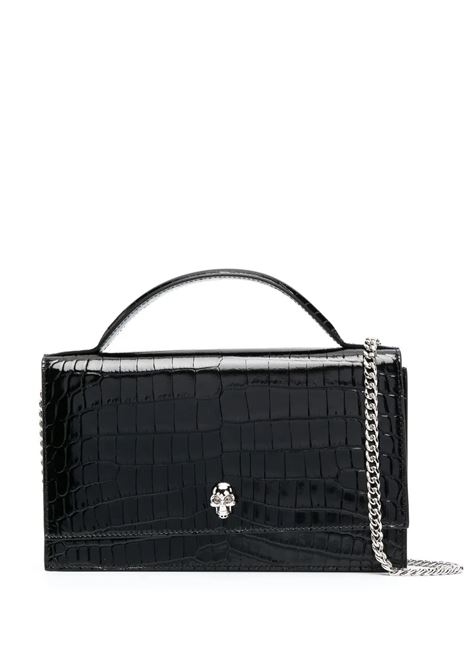 Borsa Skull Con Manico Superiore In Nero/Argento ALEXANDER MCQUEEN | 732798-1HB0I1000